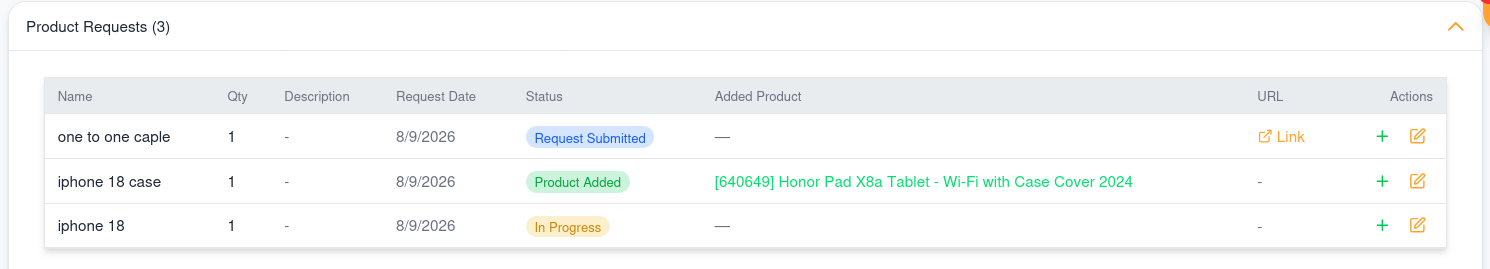 New Product Requests